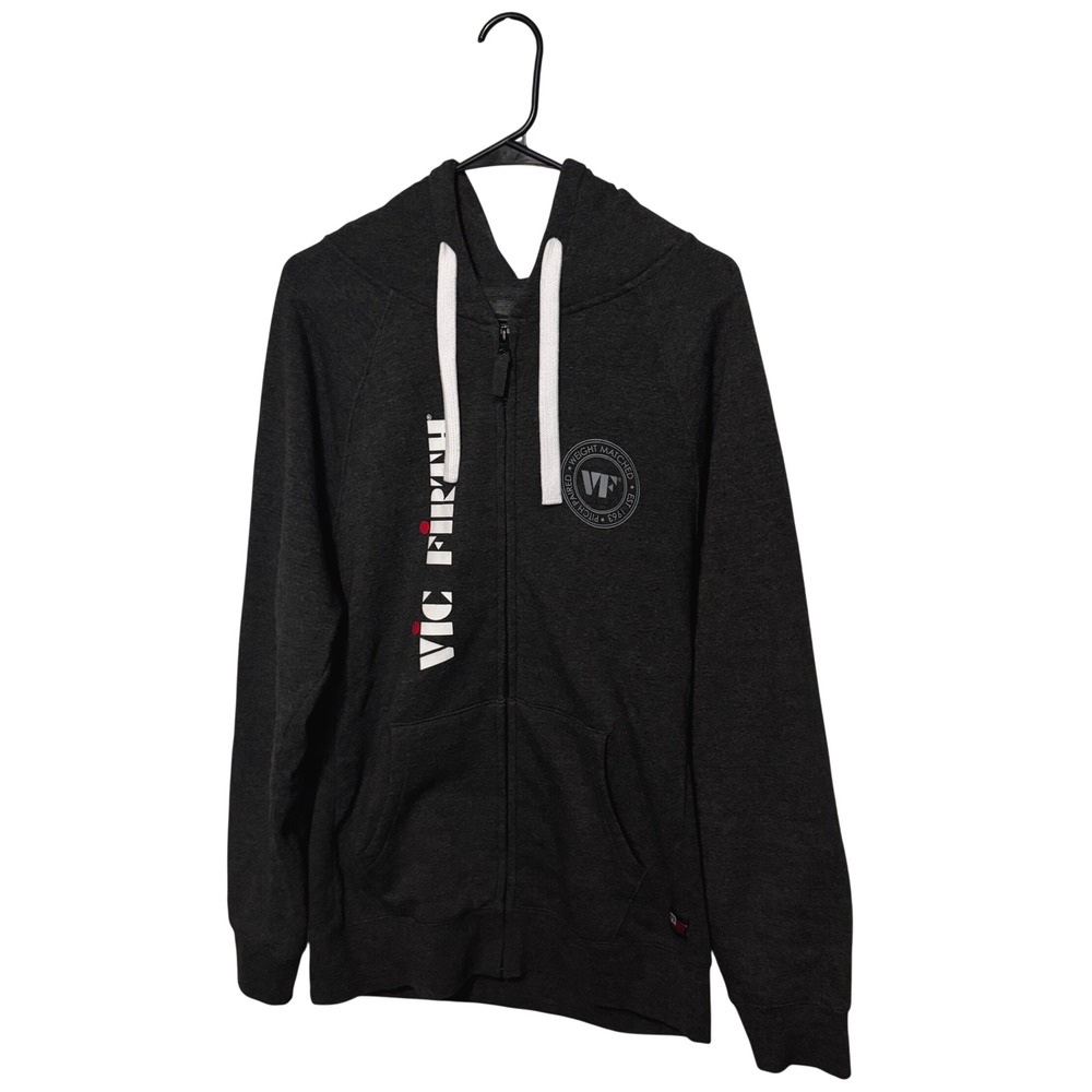 Vic Firth Hoodie Mens Medium Heather Gray Drums Drummer Full Zip Fleece